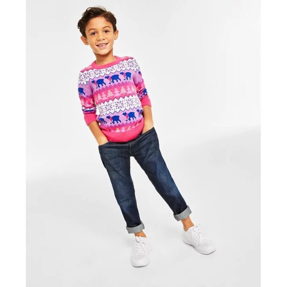 Holiday Lane Little Boys Size 7 Santa Bear Long Sleeve Sweater in Purple $40 011